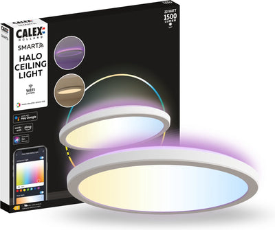 Plafonnier intelligent Calex halo - plafonnier intelligent 40 cm - lumière RVB et blanc chaud - blanc