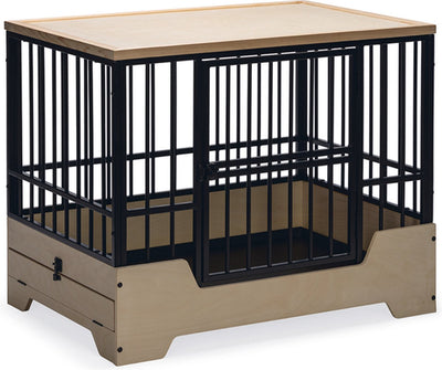 Designed by lotte banc cage pour chien meuble quirine - panier pour chien - avec tiroir - métal bois - l - 92x62x76 cm