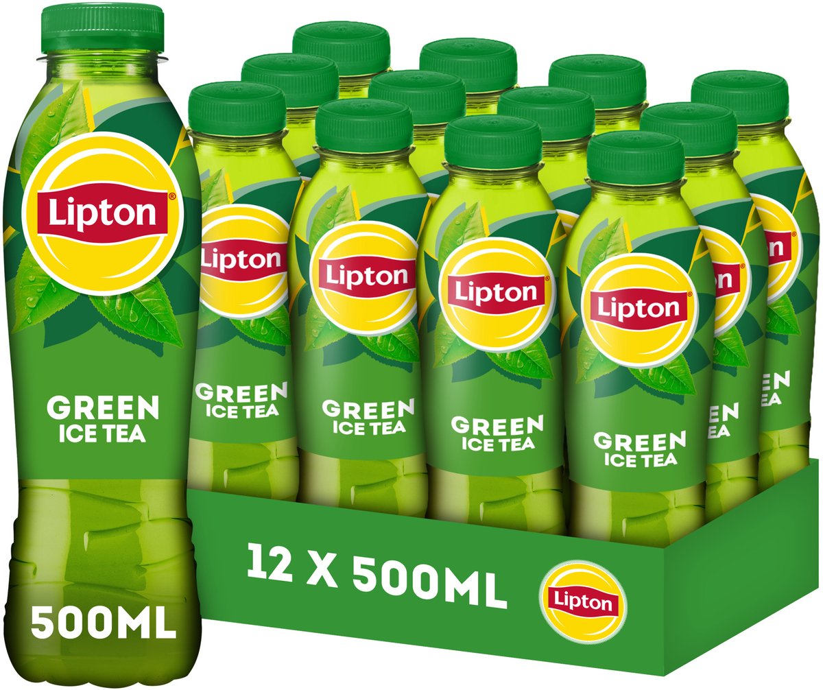 Bouteille verte de thé glacé Lipton - originale - faible en sucre - 12 x 500 ml - pack économique