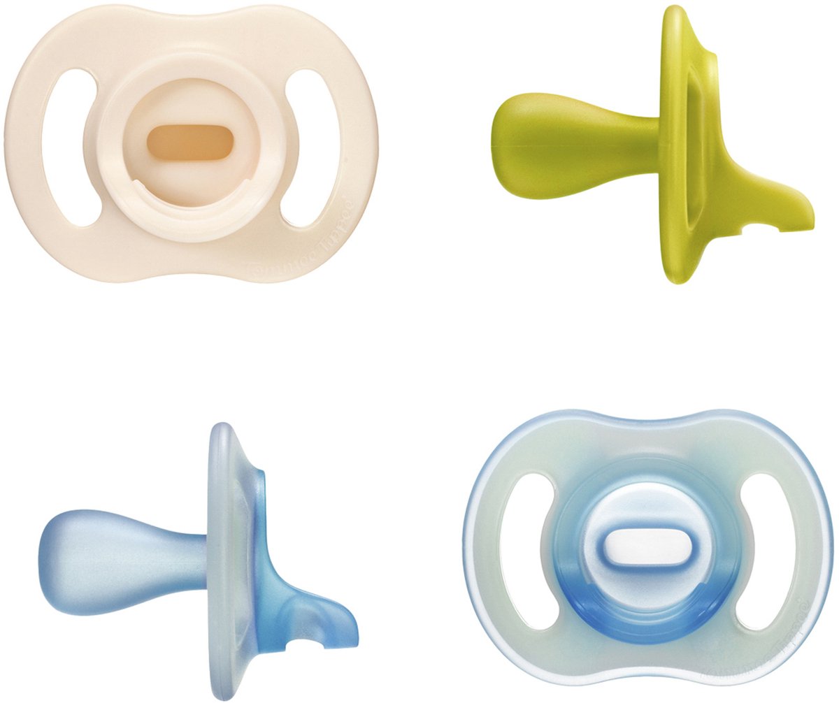 Sucettes Tommee Tippee ultra-légères stayput jour et nuit - 6-18 mois - lot de 4 - sucette une pièce qui brille dans le noir
