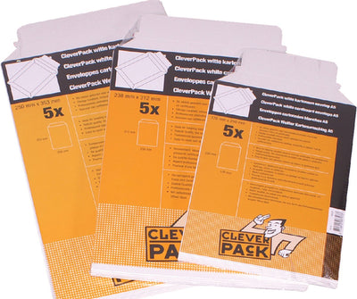Enveloppe Cleverpack a5 - 176x250mm carton blanc - 5 pièces