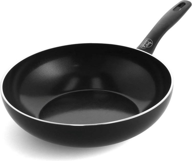 Poêle wok induction céramique Greenchef prime sans couvercle 28 cm - 3,69 l - sans PFA - poêle à induction - passe au lave-vaisselle - passe au four jusqu'à 160°c - revêtement antiadhésif céramique - aluminium recyclé - noir