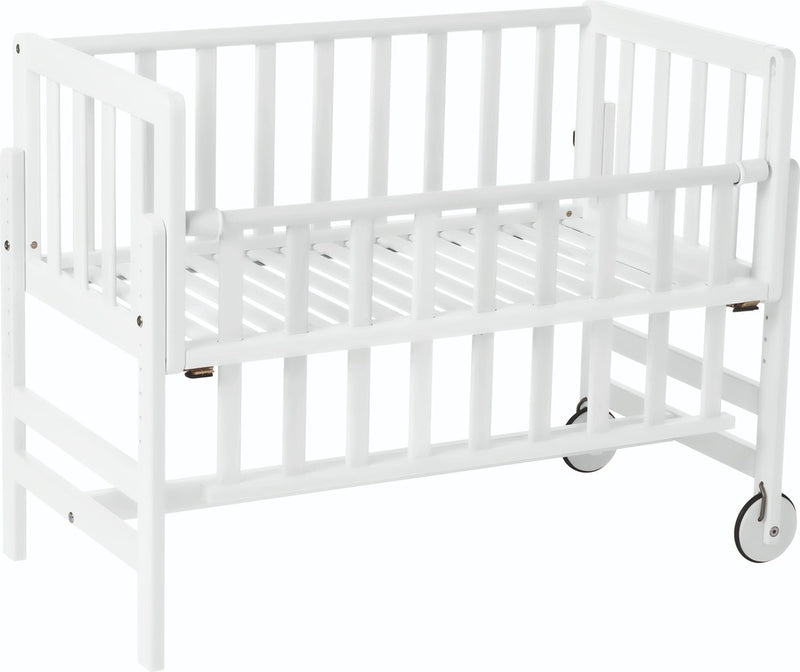 Geuther betty cododo, lit d'appoint, berceau - à roulettes - 45x90 cm - lit bébé jusqu'à 9 kg - bois de hêtre massif - blanc