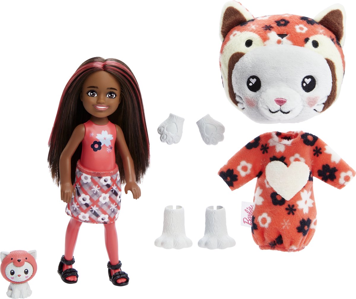 Mattel Cutie Reveal Chelsea Kitten comme un bâtiment rouge