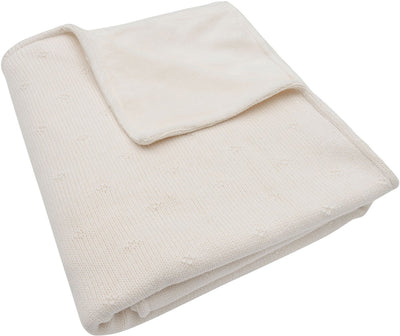 Jollein - couverture de berceau 75x100cm - couverture de berceau, couverture de berceau, couverture de bébé - velours ivoire tricoté confortable