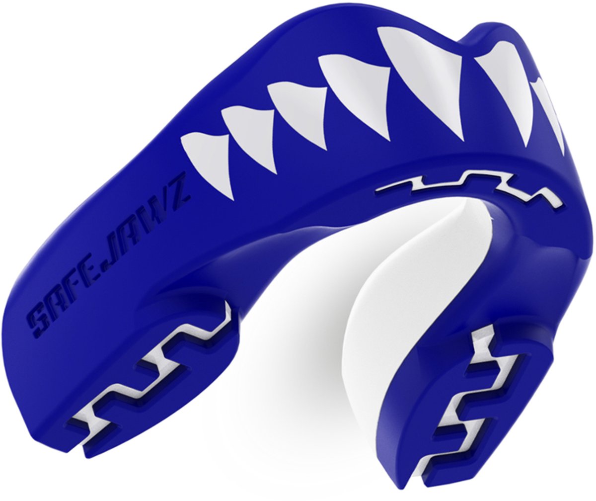 Safejawz protège-dents extro-series requin bleu blanc junior