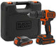 Tournevis à batterie lithium-ion Black+decker 18 V avec 2 batteries 1,5 Ah, 2 vitesses variables, étui - bdchd18kb-qw