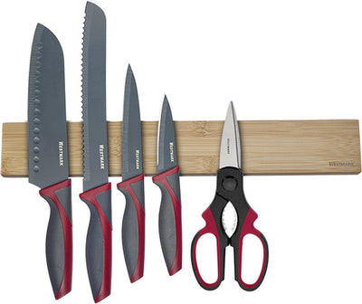 Porte-couteau magnétique Westmark nature - barre magnétique de haute qualité pour couteaux de cuisine et ciseaux, sûre et facile, avec porte-couteau. matériel de montage - bois, sans BPA