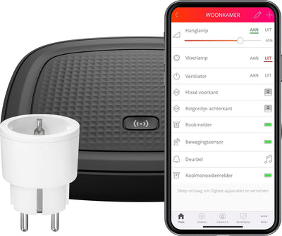 Kit de démarrage Click on Click Off Smart Bridge avec prise de commutation - commande centrale avec application Android iOS - compatible avec Google Assistant, Amazon Alexa, Apple Home Kit - WiFi