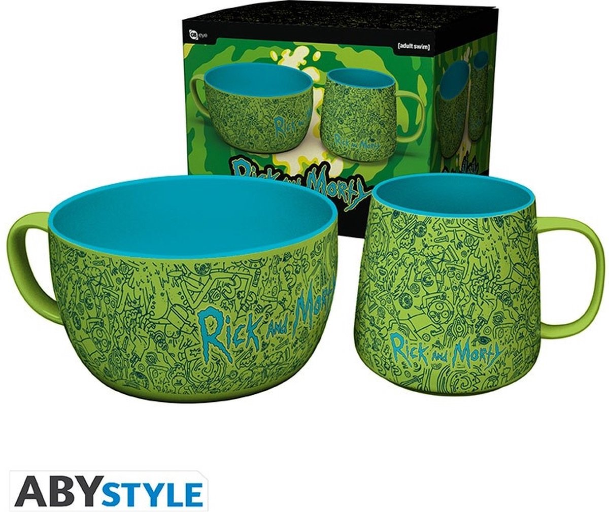 Ensemble de petit-déjeuner Rick et Morty de style Aby (bol à tasse)