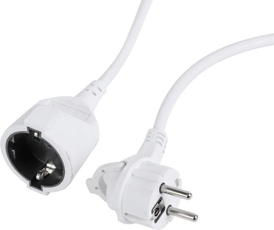 Rallonge Q-link avec fiche plate - prise h05vv-f avec connexion terre - 3 x 1,5 mmâ² - blanche - 5 mètres