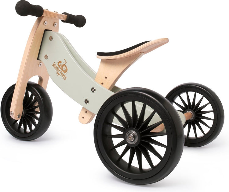 Tricycle à draisienne en bois Kinderfeets 2 en 1 Tiny to Plus - Sauge argentée