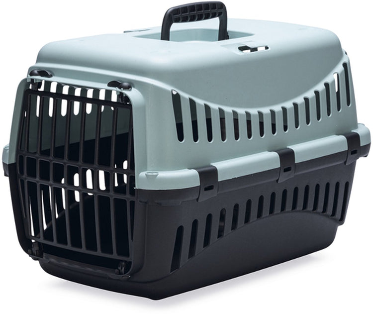 Beeztees panier de voyage gipsy eco chat - caisse de transport chat petit animal - dessus amovible bleu clair noir - 45x26x29 cm