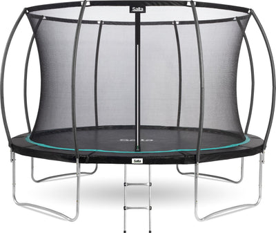 Salta cosmos - ø 427 cm - avec échelle - capacité de charge jusqu'à 120 kg - trampoline rond avec filet de sécurité - noir
