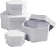 Boîtes hexagonales Creativ company, h: 4+5+6+7 cm, d 6,5+8+10+12 cm, blanc, 4 pièces 1 set