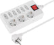 Prise Q-link - 9 prises - 3 x mise à la terre - 6 x euro - avec interrupteur - 3 x 1,5 mm² - 1,5 m - blanc