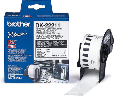 Brother dk-22211 ruban continu longueur : 29 mm - film durable - blanc (15,24 m)