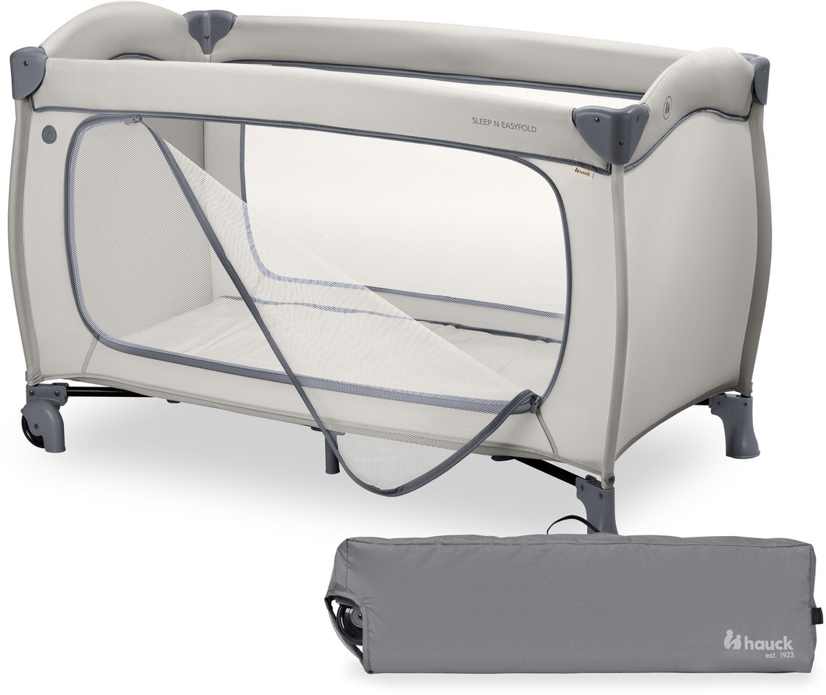 Hauck sleep n easyfold - lit de camping avec mécanisme de pliage innovant - gris foncé