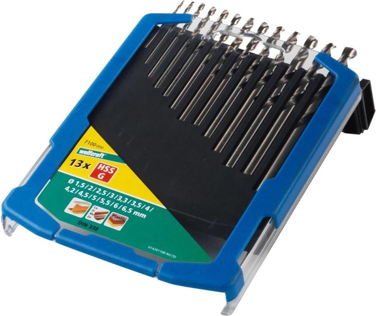 Wolfcraft - jeu de forets à métaux ø 1,5–6,5 mm - 13 pièces - jeu de forets à métaux hss rectifié - 7100000