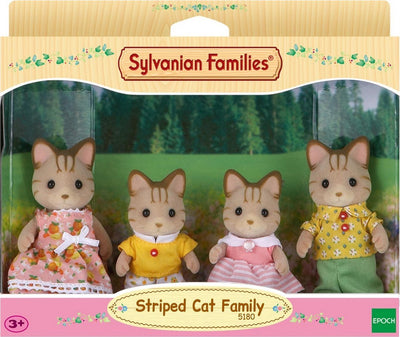 Familles Sylvanian 5180 Famille de chats rayés - figurines en peluche veloutées