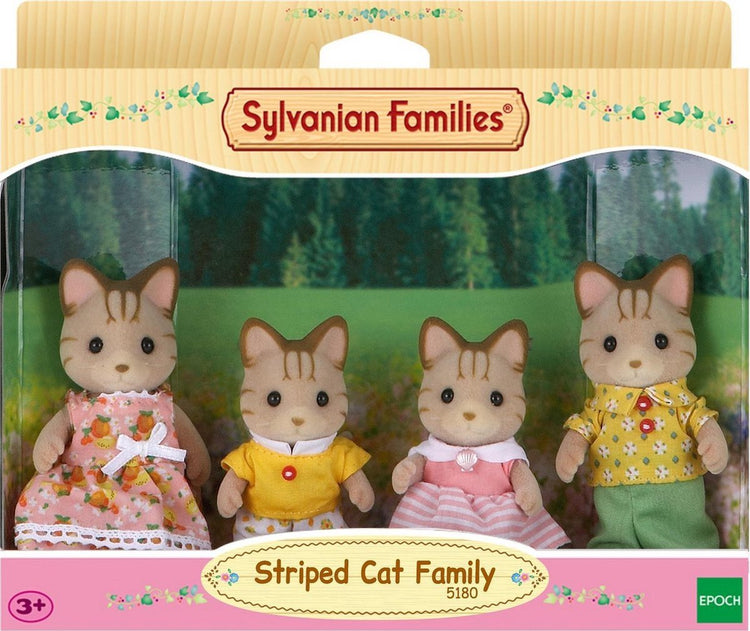 Familles Sylvanian 5180 Famille de chats rayés - figurines en peluche veloutées