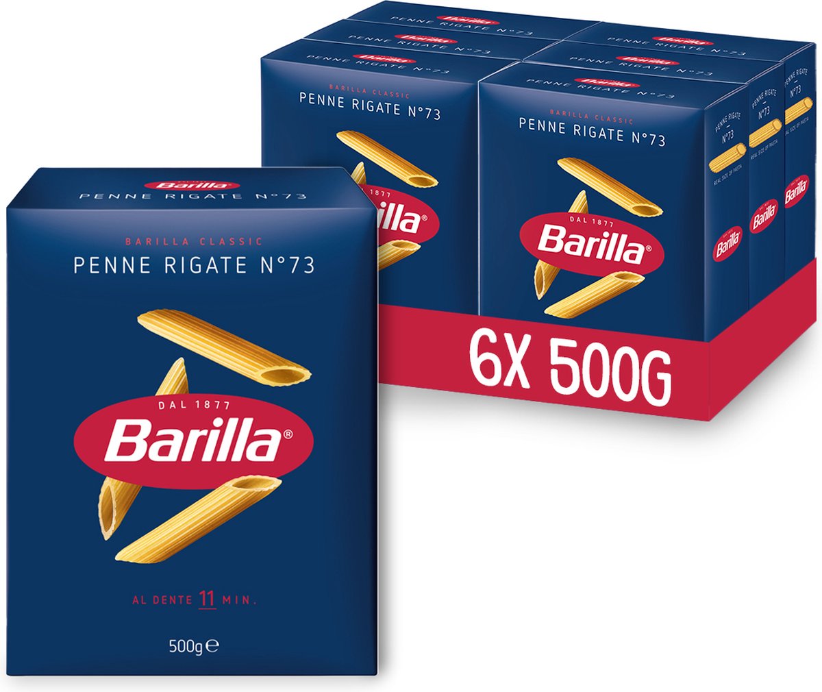 Barilla penne rigate - italienne traditionnelle - pâtes - 6 x 500g