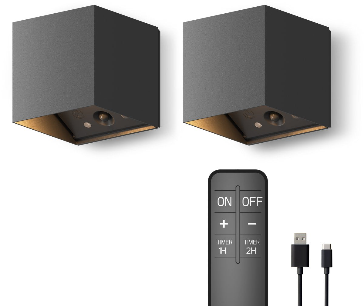 Applique Calex falerna - 2 pièces - rechargeable - éclairage de jardin haut et bas - lumière indirecte - dimmable - noir