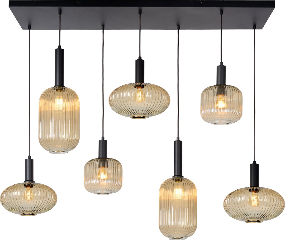 Lucide maloto - lampe suspendue - 7xe27 - ambre