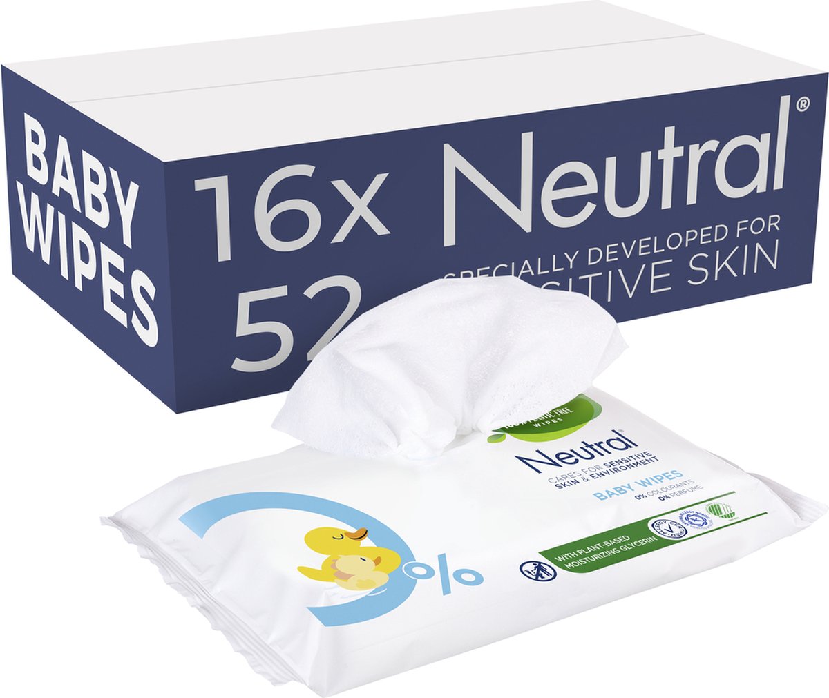 Neutre - lingettes pour bébé - sans parfum - 16 x 52 pièces - pack économique