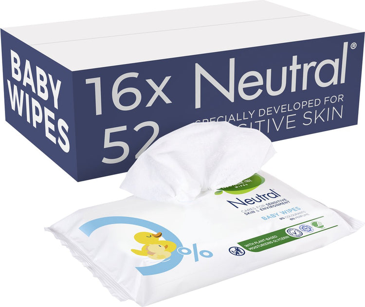 Neutre - lingettes pour bébé - sans parfum - 16 x 52 pièces - pack économique
