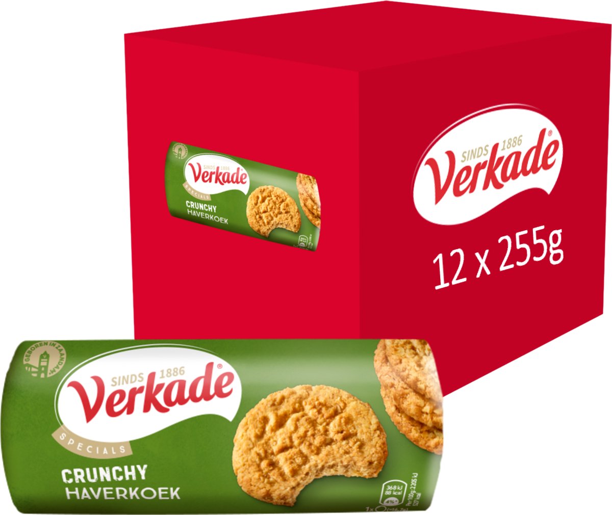 Verkade - biscuit - gâteau d'avoine croquant - 12 x 255 grammes
