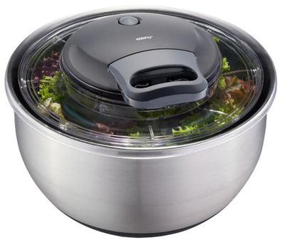 Essoreuse à salade Gefu pullit 4,5 litres – acier inoxydable – avec cordon de serrage et bouton d'arrêt – ø 25 cm