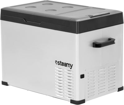 Glacière électrique à compresseur monozone Steamy -e - monozone - 36 litres - 12v et 230v - pour voiture et camping - argent