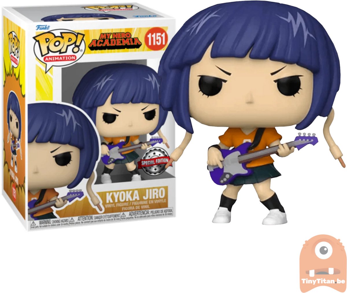 Funko mon héros universitaire - pop ! animation jirou avec guitare figurine de collection 9 cm - multicolore