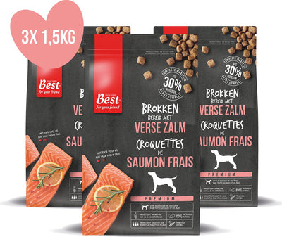 Bois de rose meilleur pour votre ami par - nourriture pour chien - saumon frais - sans blé - 3 sacs de 1,5 kg
