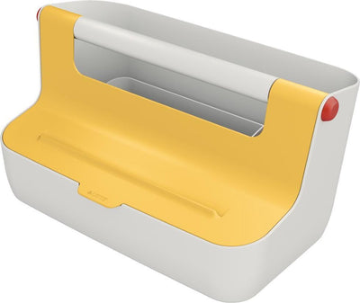Boîte de rangement portable confortable Leitz avec compartiments - boîte de rangement avec couvercle - jaune chaud