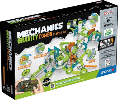 Ensemble de démarrage combo recyclé Geomag mécaniciens - jouets de construction magnétiques mobiles - 153 pièces - à partir de 8 ans