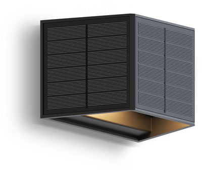 Applique solaire Calex caserta - éclairage de jardin solaire haut vers le bas - lampe d'extérieur avec détecteur de mouvement - lumière blanche chaude - noir