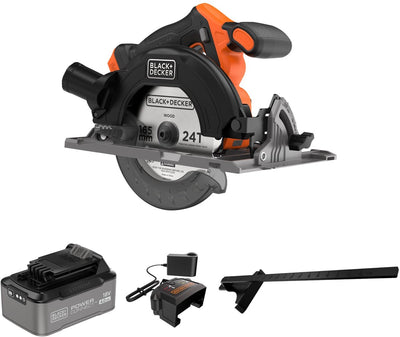 Scie circulaire sans balais Black+decker 18 V 165 mm (avec batterie 4,0 Ah et chargeur) blccs78m1-qw