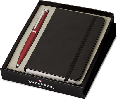 Coffret cadeau stylo à bille Sheaffer vfm - g9403 - f - chromé rouge excessif - avec carnet a6 - sf-g2940351-4