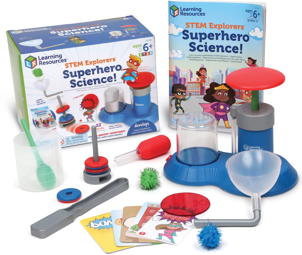 Ressources d'apprentissage tige jouet jeu éducatif de laboratoire scientifique de super-héros. - 3+