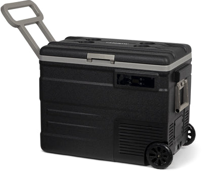 Steamy -e glacière électrique à compresseur à rouleau mono zone sur roulettes - mono zone - 55 litres - 12v et 230v - pour voiture et camping - noire