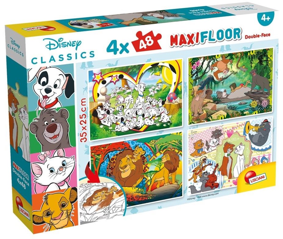 Lisciani Disney puzzle maxifloor 4 x 48 classiques