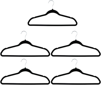 Cintres Alpina 10 pièces - cintres antidérapants avec revêtement en velours - cintre pour pantalons et vêtements - cintre avec crochet en métal - noir