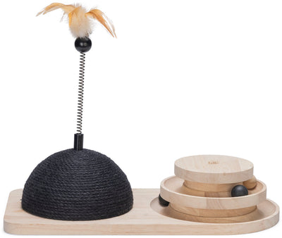 Conçu par lotte balle à gratter et tour de jeu maia - jouets pour chat - bois - marron noir - 50x24,5x38 cm