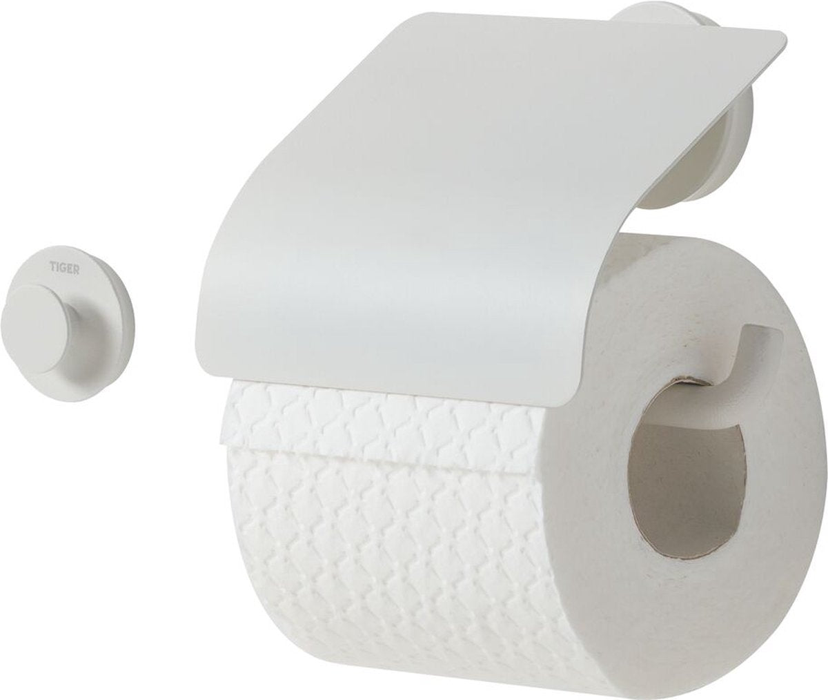 Tiger urban - porte-rouleau de papier toilette avec rabat (1x) - avec petit crochet pour serviettes (1x) - blanc