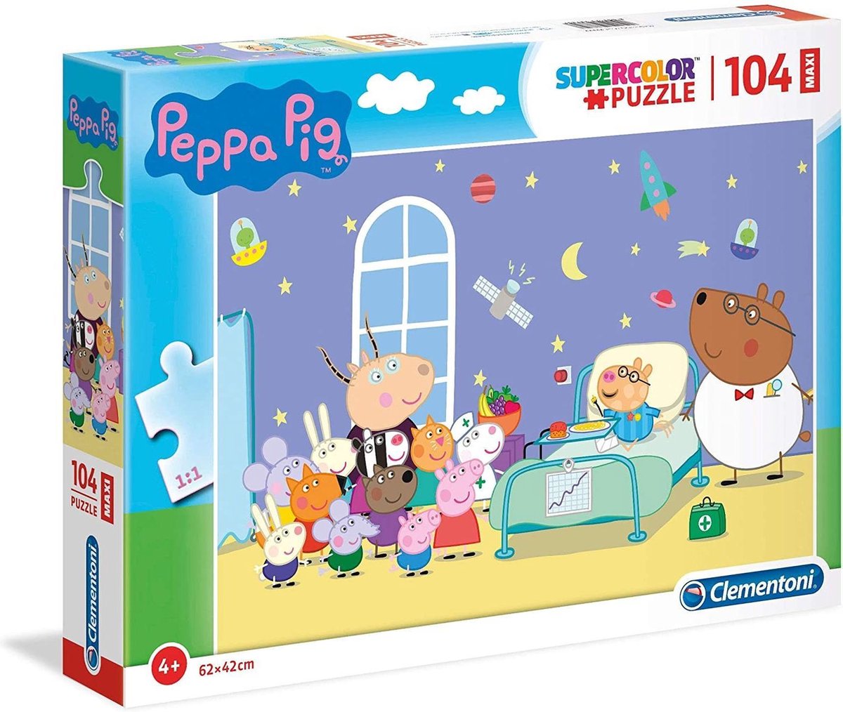 Clementoni - puzzle 104 pièces maxi peppa pig, puzzles pour enfants, 6-8 ans, 23735