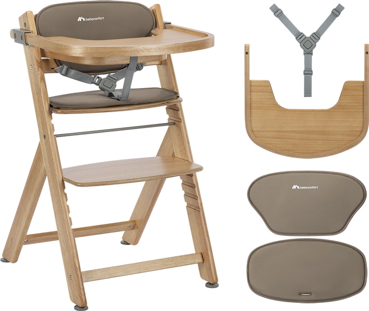 Bebeconfort timba2 avec coussin réducteur - chaise haute - bois naturel - de 6 mois à 99 ans