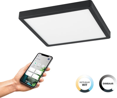 Eglo connect.z fueva-z smart lampe en saillie - 28,5 cm - noir et blanc - lumière blanche orientable - dimmable - zigbee