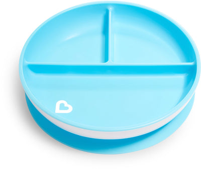 Assiette Munchkin avec ventouse - antidérapante - assiette à ventouse 1-pack - va au lave-vaisselle et au micro-ondes - 1 pièce - à partir de 6 mois - bleu